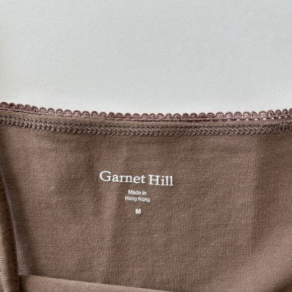 Garnet Hill Lace Accented Cami Tank Brown Womens Size Medium Adjustable Straps - Picture 3 of 8